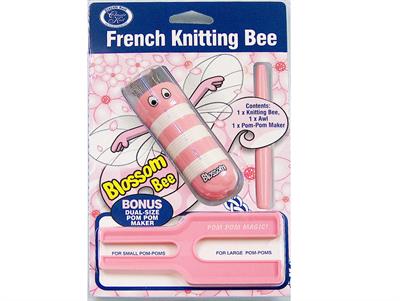 French Knitting Bee Cord Maker - PomPom Maker Pink, White