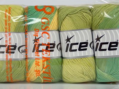 Lot of 4 x 100gr Skeins Ice Yarns GELATO Yarn Green Shades Gold Shades