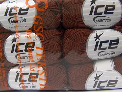 Lot of 6 Skeins Ice Yarns GIZA COTTON Hand Knitting Yarn Brown