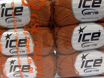 Lot of 6 Skeins Ice Yarns GIZA COTTON Hand Knitting Yarn Caramel