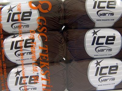 Lot of 6 Skeins Ice Yarns GIZA COTTON Hand Knitting Yarn Dark Brown