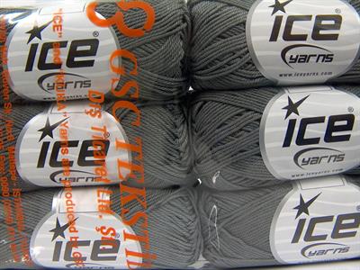 Lot of 6 Skeins Ice Yarns GIZA COTTON Hand Knitting Yarn Dark Grey