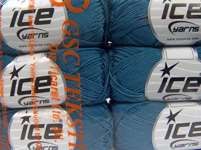 Lot of 6 Skeins Ice Yarns GIZA COTTON (100% Mercerised Giza Cotton) Yarn Indigo Blue