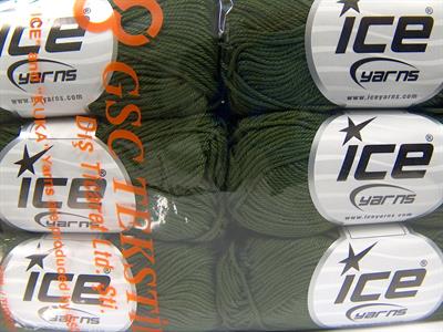 Lot of 6 Skeins Ice Yarns GIZA COTTON Hand Knitting Yarn Khaki