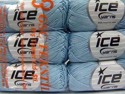 Lot of 6 Skeins Ice Yarns GIZA COTTON Hand Knitting Yarn Light Blue