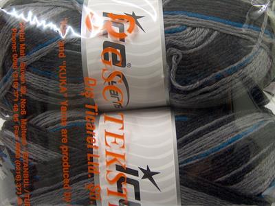 Lot of 2 x 150gr Skeins Ice Yarns GLAMOR SOCK (75% Superwash Wool) Yarn Black Grey Blue