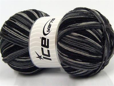 Lot of 2 x 150gr Skeins Ice Yarns GLAMOR SOCK (75% Superwash Wool) Yarn Black Grey Shades