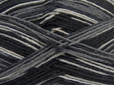 Lot of 2 x 150gr Skeins Ice Yarns GLAMOR SOCK (75% Superwash Wool) Yarn Black Grey Shades