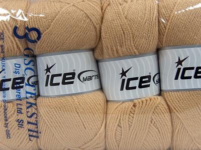 Lot of 4 x 100gr Skeins Ice Yarns GONCA Hand Knitting Yarn Light Beige