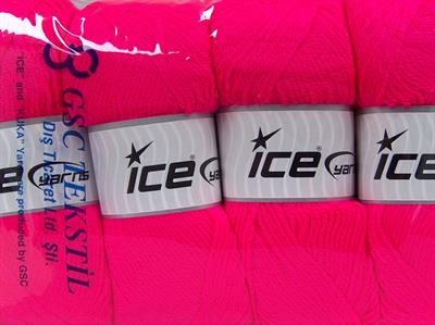 4x100gr. GONCA Akrilik Neon Pembe Kışlık, Düz iplikler, 100% Akrilik