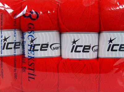 4x100gr. GONCA Akrilik Kırmızı Kışlık, Düz iplikler, 100% Akrilik