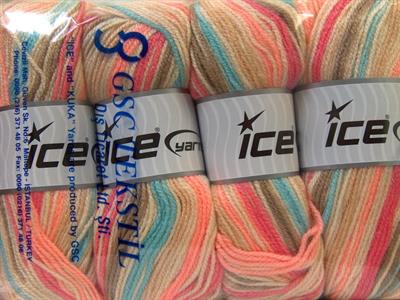 4x100gr. GUMBALL Premium Akrilik Mavi, Krem, Deve Tüyü, Haki, Somon Kışlık, Bebe, Batik Desenli, 100% Akrilik