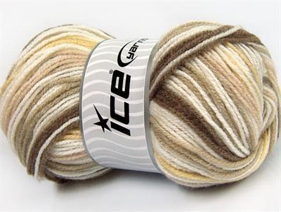 4x100gr. GUMBALL Premium Akrilik Beyaz, Kahverengi Tonları, Deve Tüyü Kışlık, Bebe, Batik Desenli, 100% Akrilik