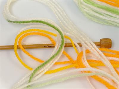 4x100gr. GUMBALL Premium Akrilik Beyaz, Turuncu, Sarı, Yeşil Tonları Kışlık, Bebe, Batik Desenli, 100% Akrilik