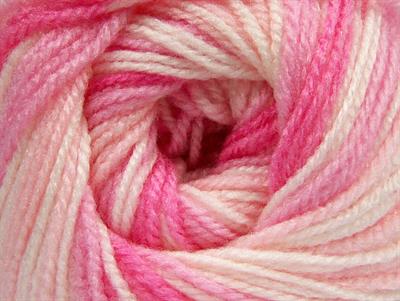 4x100gr. GUMBALL Premium Akrilik Beyaz, Pembe tonları Kışlık, Bebe, Batik Desenli, 100% Akrilik