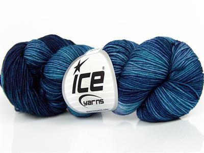 Lot of 2 x 100gr Skeins Ice Yarns HAND DYED SOCK MERINO (75% Superwash Merino Wool) Yarn Blue Shades Turquoise Shades
