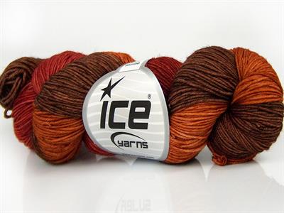 Lot of 2 x 100gr Skeins Ice Yarns HAND DYED SOCK MERINO (75% Superwash Merino Wool) Yarn Brown Gold Burgundy