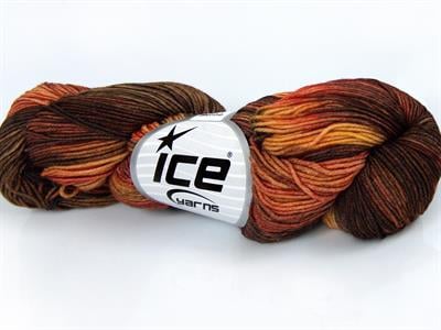Lot of 2 x 100gr Skeins Ice Yarns HAND DYED SOCK MERINO (75% Superwash Merino Wool) Yarn Orange Shades Copper Brown
