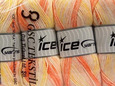 Lot of 4 x 100gr Skeins Ice Yarns HAPPY BABY Yarn Orange Shades Yellow Shades