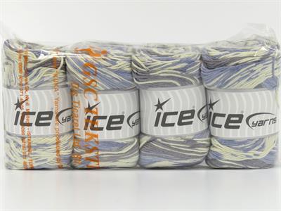 4x100gr. JACQUARD COTTON Akrilik, Pamuk Mavi, Krem, Gri Bebe, Yazlık İplikler, Pamuk, Akrilik