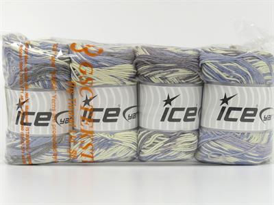4x100gr. JACQUARD COTTON Akrilik, Pamuk Krem, Gri, Açık Mavi Bebe, Yazlık İplikler, Pamuk, Akrilik