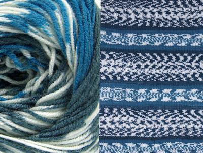 Lot of 2 x 150gr Skeins Ice Yarns JACQUARD WOOL (30% Wool) Yarn Blue Anthracite Black White