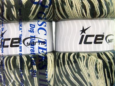 Lot of 2 x 150gr Skeins Ice Yarns JACQUARD WOOL (30% Wool) Yarn Black Blue Cream