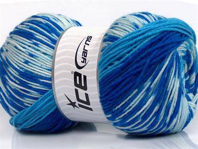 Lot of 2 x 150gr Skeins Ice Yarns JACQUARD WOOL (30% Wool) Yarn Blue Shades