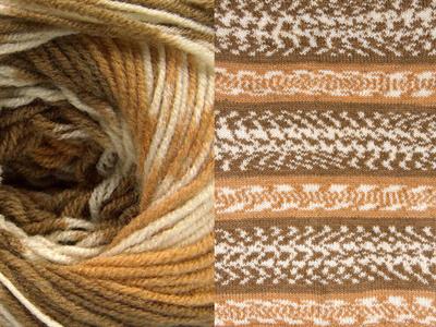 Lot of 2 x 150gr Skeins Ice Yarns JACQUARD WOOL (30% Wool) Yarn Camel Light Brown Cream