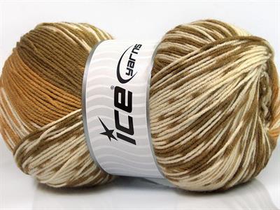 Lot of 2 x 150gr Skeins Ice Yarns JACQUARD WOOL (30% Wool) Yarn Camel Light Brown Cream