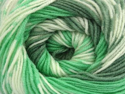 Lot of 2 x 150gr Skeins Ice Yarns JACQUARD WOOL (30% Wool) Yarn Green Shades Cream