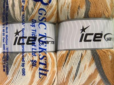 Lot of 2 x 150gr Skeins Ice Yarns JACQUARD WOOL (30% Wool) Yarn Grey Light Brown Cream