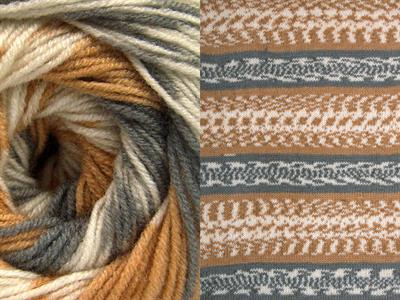 Lot of 2 x 150gr Skeins Ice Yarns JACQUARD WOOL (30% Wool) Yarn Grey Light Brown Cream
