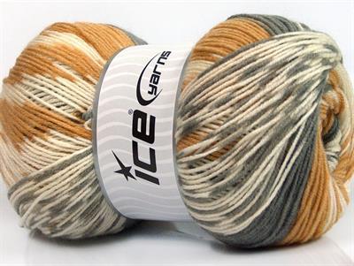 Lot of 2 x 150gr Skeins Ice Yarns JACQUARD WOOL (30% Wool) Yarn Grey Light Brown Cream