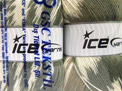 Lot of 2 x 150gr Skeins Ice Yarns JACQUARD WOOL (30% Wool) Yarn Khaki Beige Cream