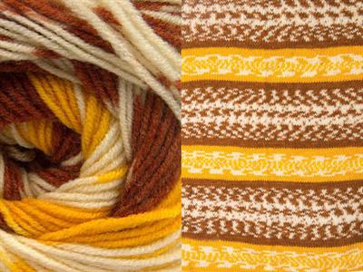 Lot of 2 x 150gr Skeins Ice Yarns JACQUARD WOOL (30% Wool) Yarn Copper Yellow Cream