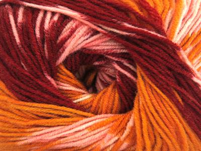 Lot of 2 x 150gr Skeins Ice Yarns JACQUARD WOOL (30% Wool) Yarn Burgundy Pink Orange