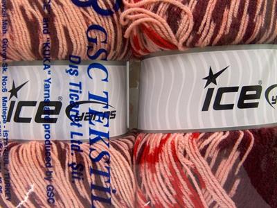 Lot of 2 x 150gr Skeins Ice Yarns JACQUARD WOOL (30% Wool) Yarn Maroon Red Pink