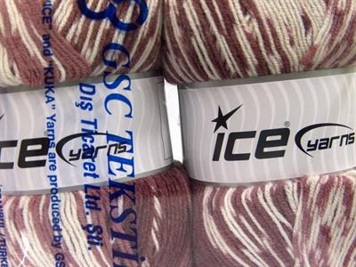 Lot of 2 x 150gr Skeins Ice Yarns JACQUARD WOOL (30% Wool) Yarn Maroon Shades White