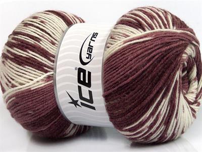 Lot of 2 x 150gr Skeins Ice Yarns JACQUARD WOOL (30% Wool) Yarn Maroon Shades White