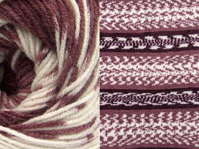 Lot of 2 x 150gr Skeins Ice Yarns JACQUARD WOOL (30% Wool) Yarn Maroon Shades White