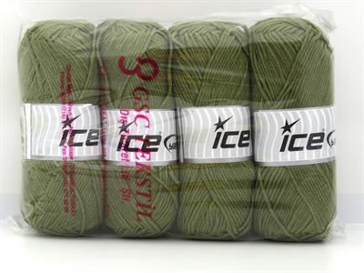 4x100gr. JEANS COTTON Premium Akrilik, Pamuk Açık Haki Yazlık İplikler, Pamuk, Akrilik