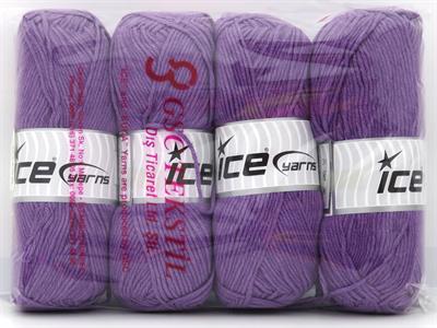 4x100gr. JEANS COTTON Premium Akrilik, Pamuk Mor Yazlık İplikler, Pamuk, Akrilik
