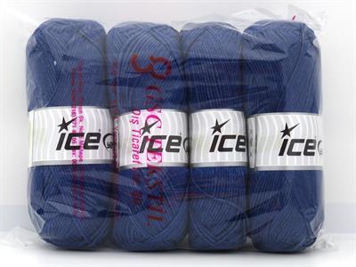 4x100gr. JEANS COTTON SPORT Premium Akrilik, Pamuk Koyu Mavi Yazlık İplikler, Pamuk, Akrilik