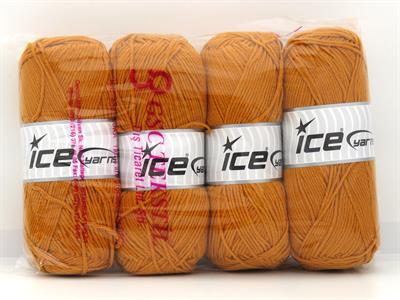 Lot of 4 x 100gr Skeins Ice Yarns JEANS COTTON SPORT (60% Cotton) Yarn Dark Gold