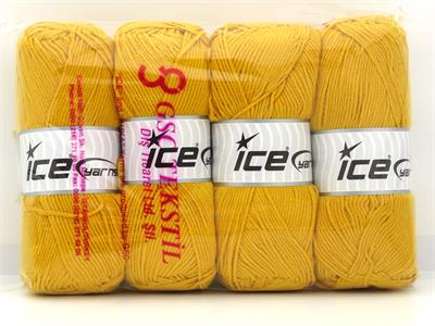 Lot of 4 x 100gr Skeins Ice Yarns JEANS COTTON SPORT (60% Cotton) Yarn Gold