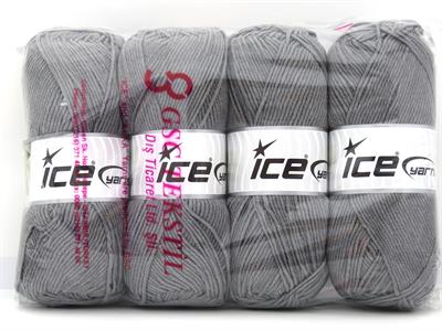 Lot of 4 x 100gr Skeins Ice Yarns JEANS COTTON SPORT (60% Cotton) Yarn Grey