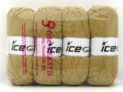 Lot of 4 x 100gr Skeins Ice Yarns JEANS COTTON SPORT (60% Cotton) Yarn Light Brown