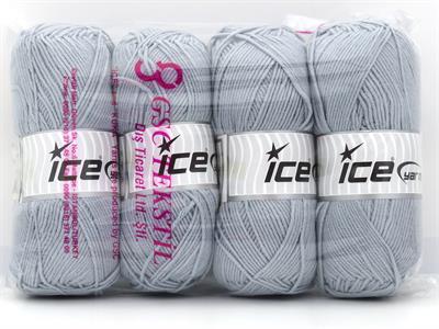 Lot of 4 x 100gr Skeins Ice Yarns JEANS COTTON SPORT (60% Cotton) Yarn Light Grey
