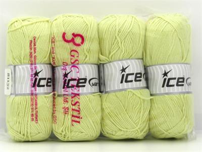 Lot of 4 x 100gr Skeins Ice Yarns JEANS COTTON SPORT (60% Cotton) Yarn Light Yellow